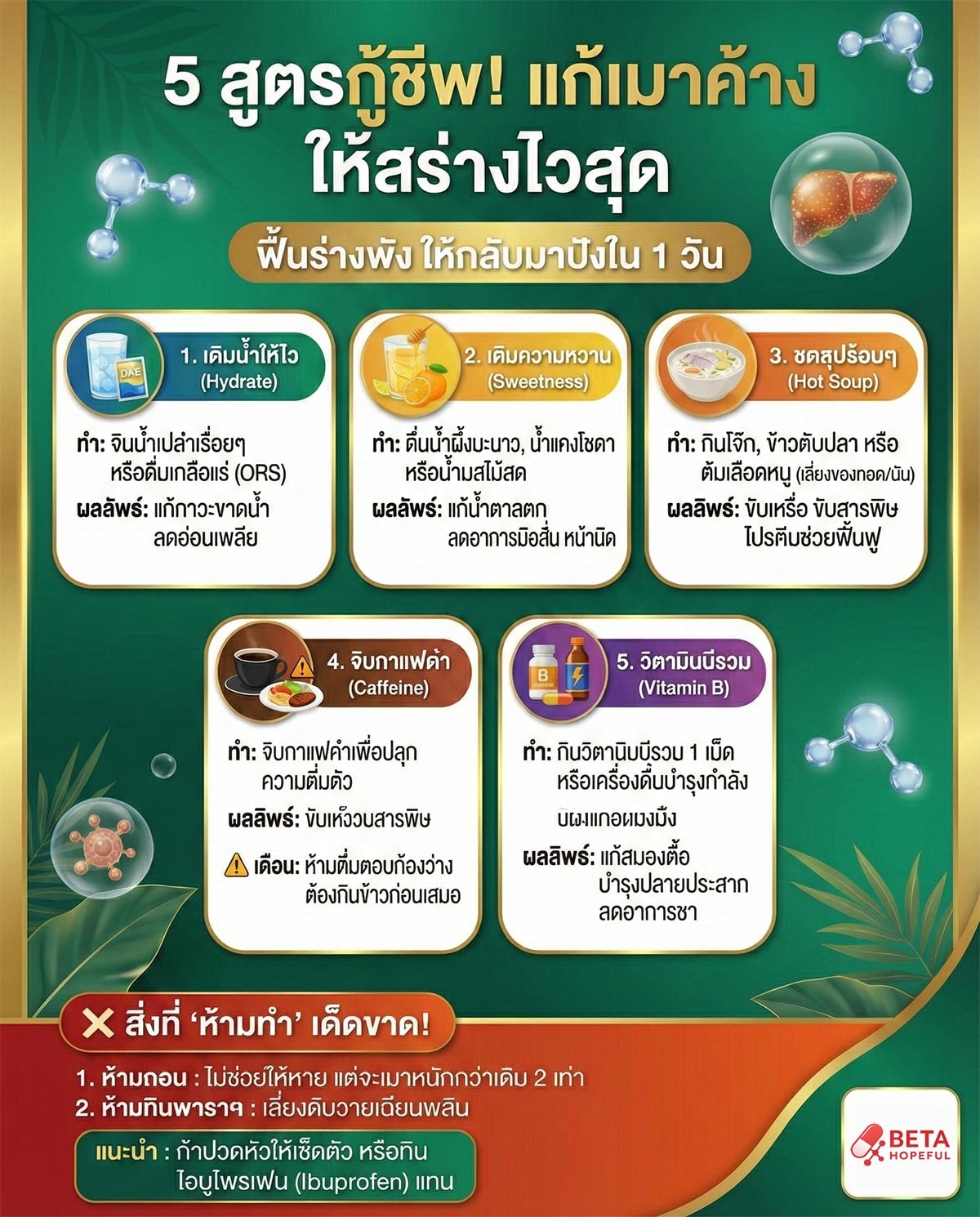 5 วิธีแก้แฮงค์ แก้เมาค้าง