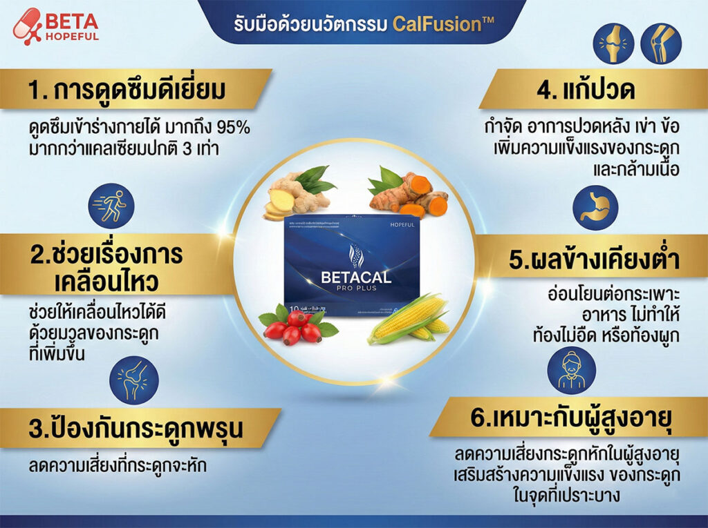 BETA CAL PRO PLUS บำรุงข้อเข่าและกระดูก | แคลเซียม + คอลลาเจนไทป์ 2